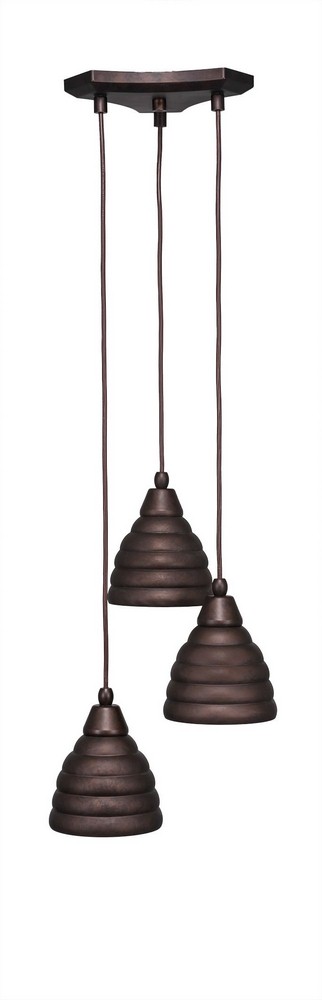 Toltec Lighting-28-BRZ-425-Europa - 3 Light Cluster Pendalier-8.25 Inches Tall and 6 Inches Wide   Europa - 3 Light Cluster Pendalier-8.25 Inches Tall and 6 Inches Wide