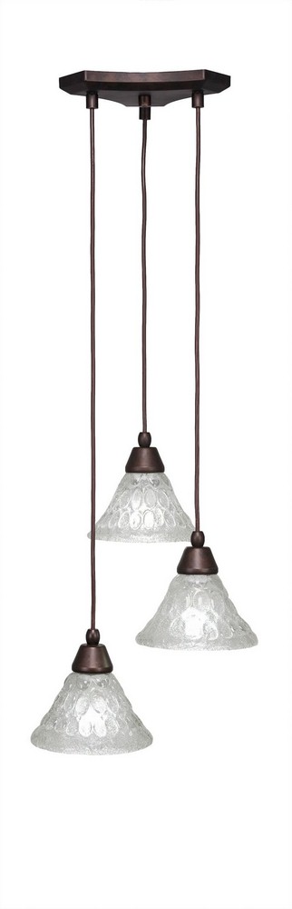 Toltec Lighting-28-BRZ-451-Europa - 3 Light Cluster Pendalier-7.25 Inches Tall and 14.5 Inches Wide Bronze Italian Bubble Matte Black Finish with Matte Black Metal Shade