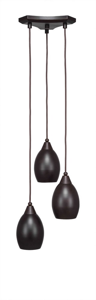 Toltec Lighting-28-DG-426-Europa - 3 Light Cluster Pendalier-9.25 Inches Tall and 10.5 Inches Wide Dark Granite  Dark Granite Finish with Matte Black Oval Shade