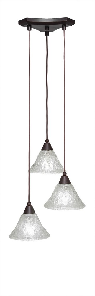 Toltec Lighting-28-DG-451-Europa - 3 Light Cluster Pendalier-7.25 Inches Tall and 14.5 Inches Wide Dark Granite Italian Bubble Matte Black Finish with Matte Black Metal Shade