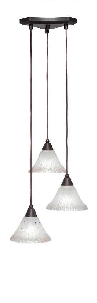 Toltec Lighting-28-DG-751-Europa - 3 Light Cluster Pendalier-7.25 Inches Tall and 14.5 Inches Wide Dark Granite Frosted Crystal Dark Granite Finish with Italian Ice Glass