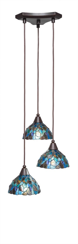 2090352 Toltec Lighting-28-DG-9955-Europa - 3 Light Cluste sku 2090352