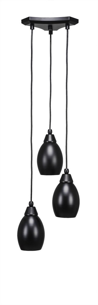 Toltec Lighting-28-MB-426-Europa-Three Light Mini Pendant-14 Inches Wide by 6.75 Inches High Matte Black Cone  Matte Black Finish