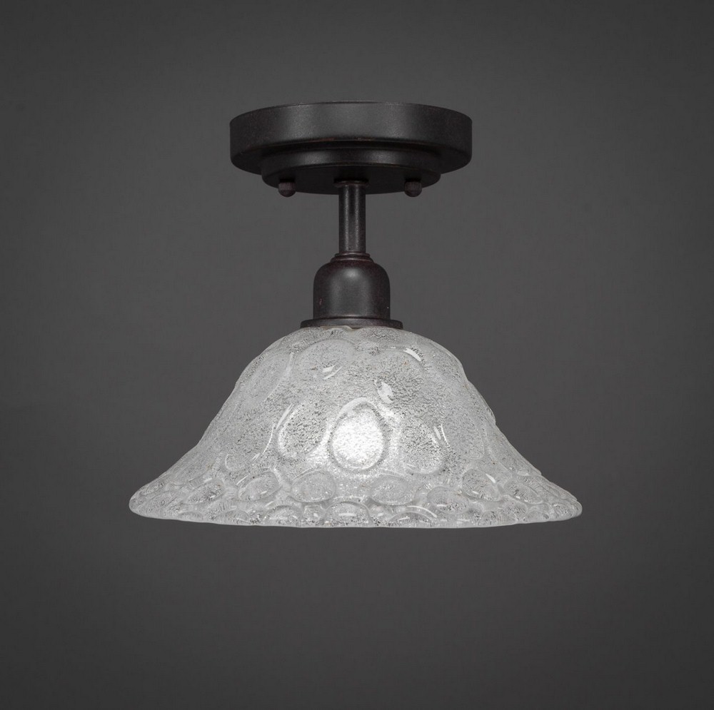 Toltec Lighting-280-DG-431-Vintage - 1 Light Semi-Flush Mount-8.5 Inches Tall and 10 Inches Wide Dark Granite Italian Bubble Dark Granite Finish with Frosted Crystal Glass