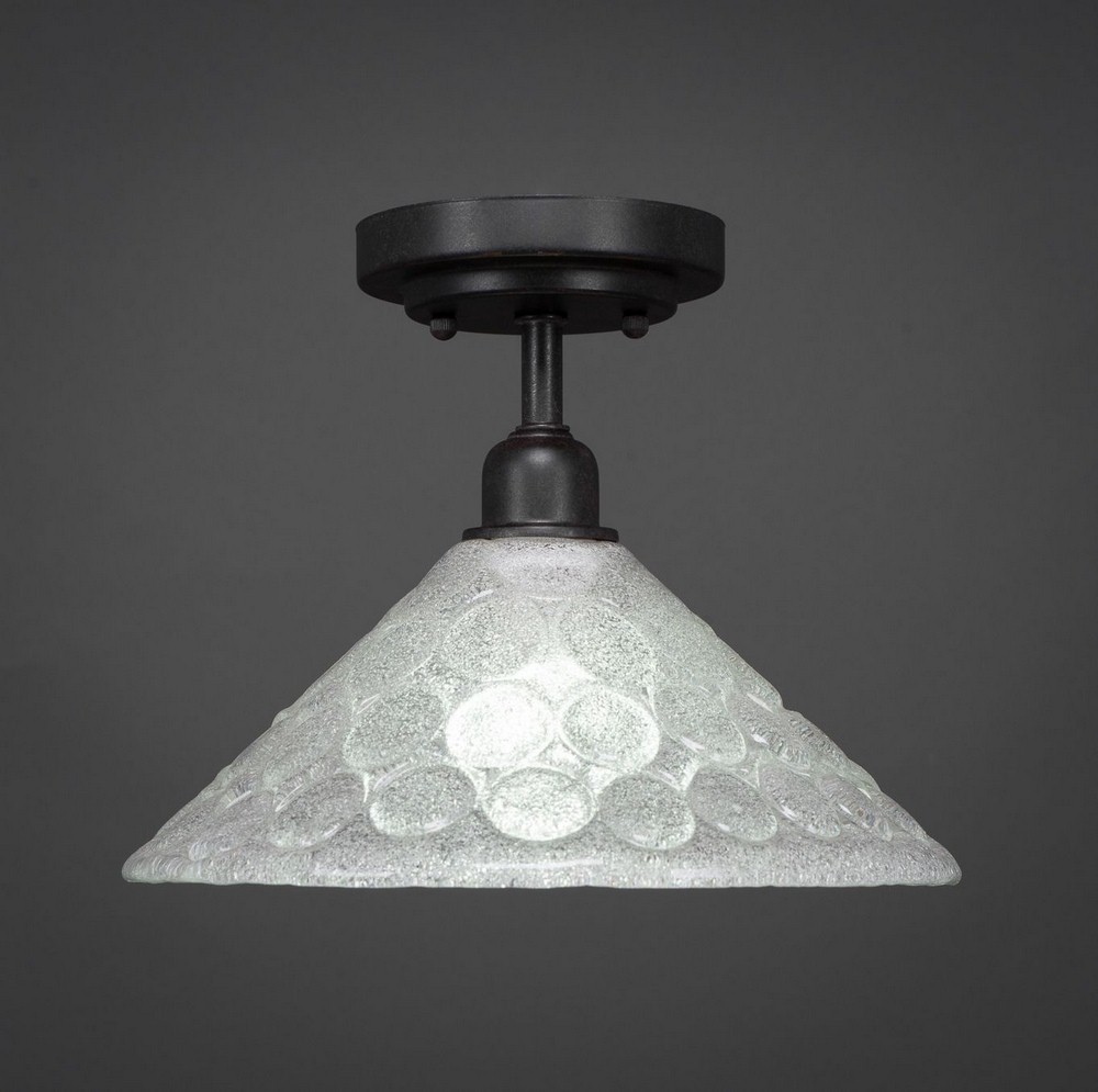 Toltec Lighting-280-DG-441-Vintage - 1 Light Semi-Flush Mount-9.25 Inches Tall and 12 Inches Wide Dark Granite Italian Bubble Dark Granite Finish with Italian Ice Glass