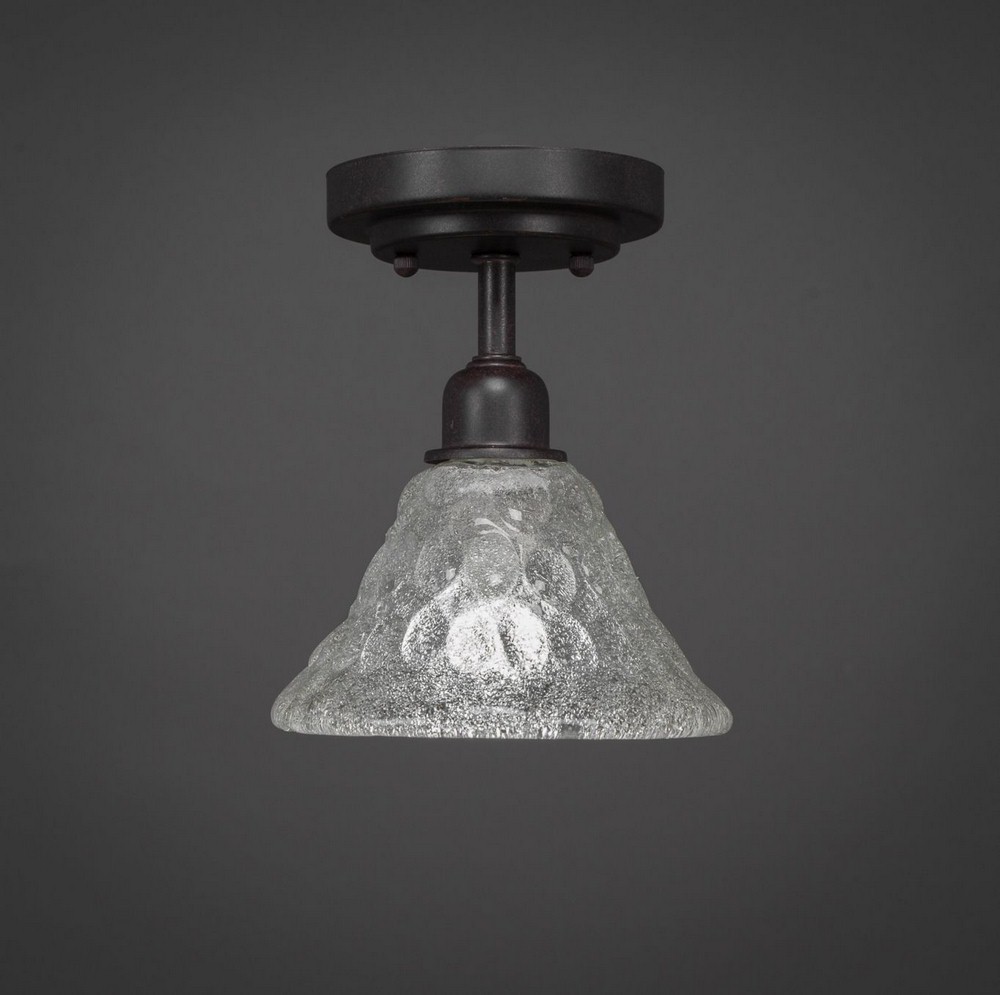 Toltec Lighting-280-DG-451-Vintage - 1 Light Semi-Flush Mount-8.5 Inches Tall and 7 Inches Wide Dark Granite Italian Bubble Dark Granite Finish with Frosted Crystal Glass