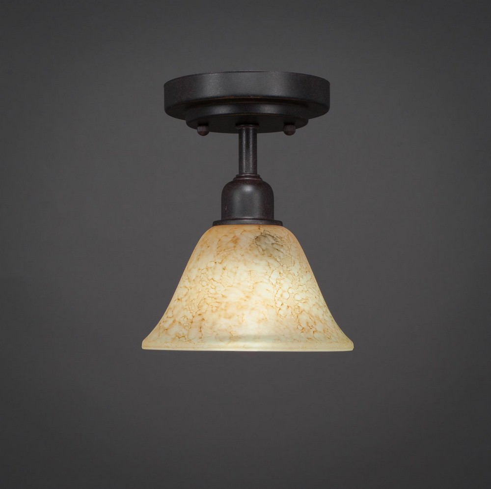 Toltec Lighting-280-DG-508-Vintage - 1 Light Semi-Flush Mount-8.5 Inches Tall and 7 Inches Wide Dark Granite Italian Marble Dark Granite Finish with Frosted Crystal Glass