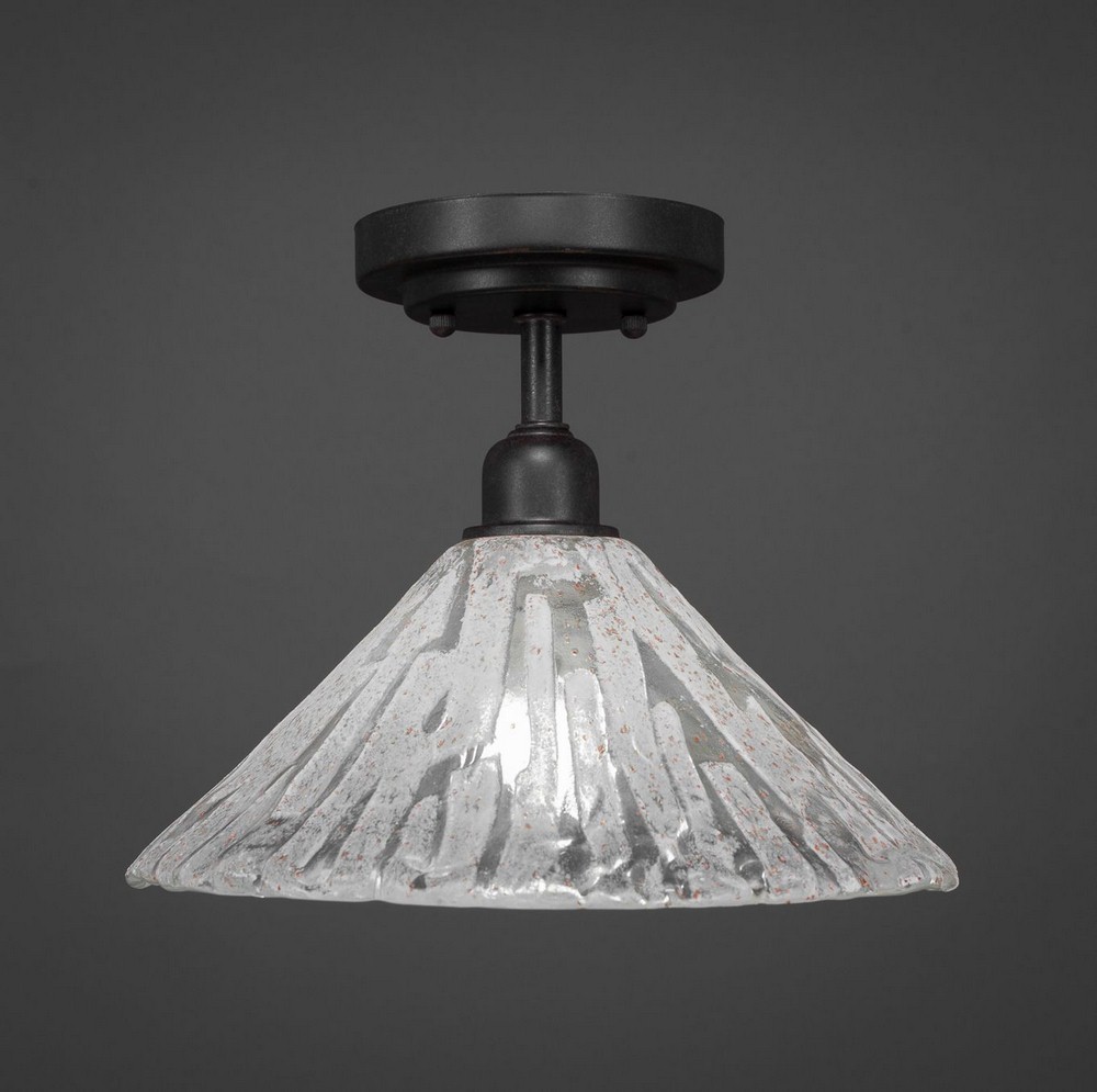 Toltec Lighting-280-DG-709-Vintage - 1 Light Semi-Flush Mount-9.25 Inches Tall and 12 Inches Wide Dark Granite Italian Ice Dark Granite Finish with Italian Ice Glass