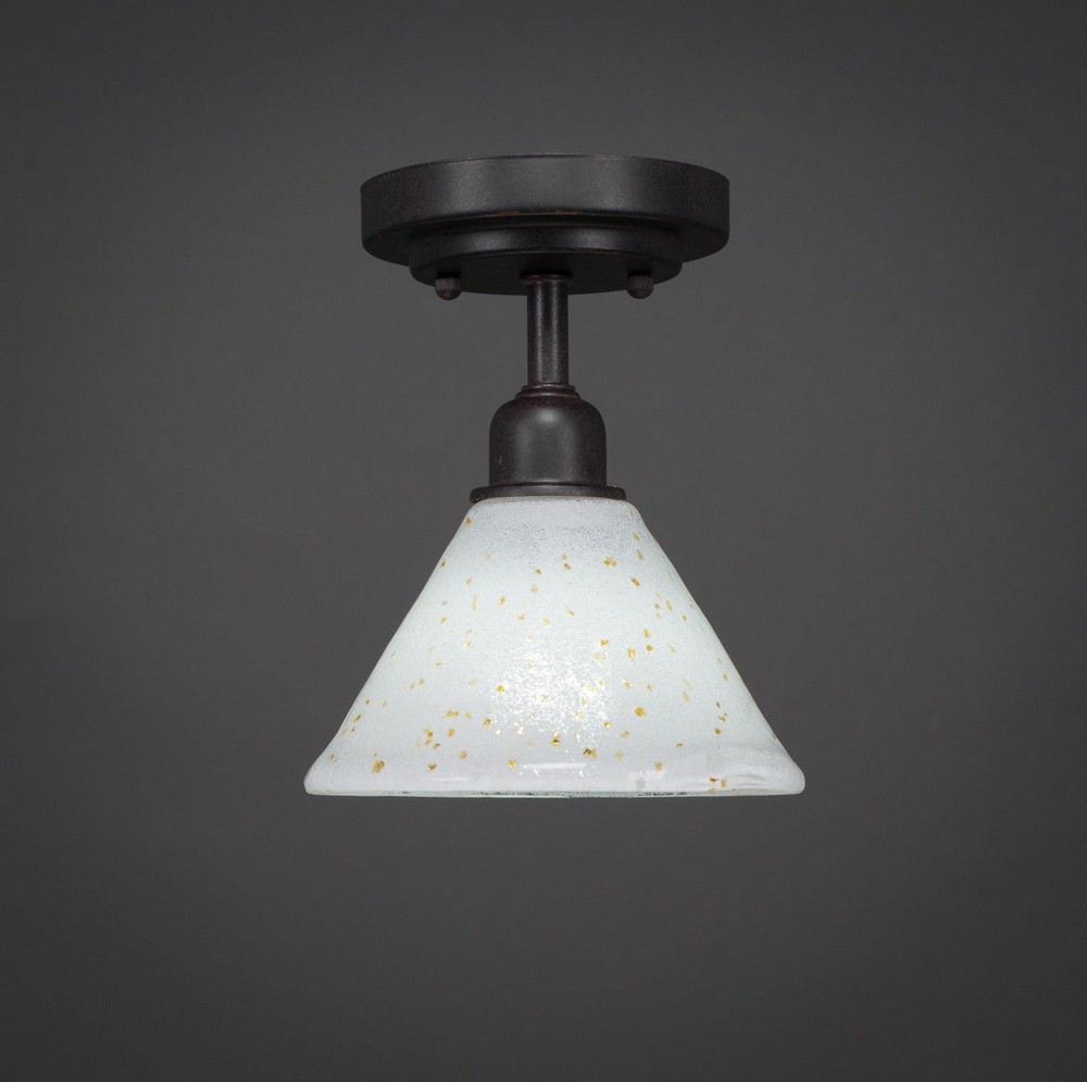 Toltec Lighting-280-DG-7145-Vintage - 1 Light Semi-Flush Mount-8.5 Inches Tall and 7 Inches Wide Dark Granite Gold Ice Dark Granite Finish with Frosted Crystal Glass