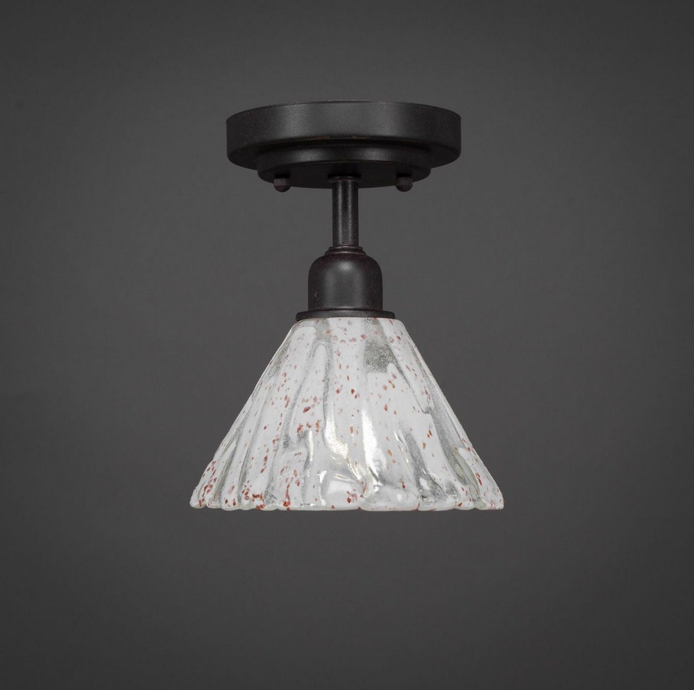 Toltec Lighting-280-DG-7195-Vintage - 1 Light Semi-Flush Mount-8.5 Inches Tall and 7 Inches Wide Dark Granite Italian Ice Dark Granite Finish with Frosted Crystal Glass