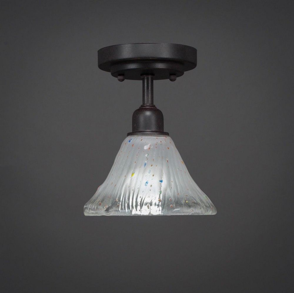 Toltec Lighting-280-DG-751-Vintage - 1 Light Semi-Flush Mount-8.5 Inches Tall and 7 Inches Wide Dark Granite Frosted Crystal Dark Granite Finish with Frosted Crystal Glass