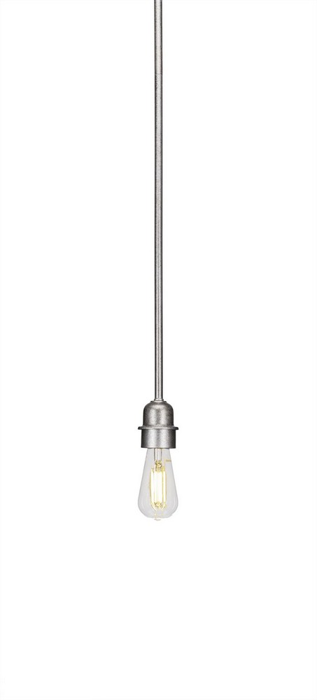 Toltec Lighting-281-AS-LED18C-Vintage - 1 Light Mini Pendant-7.25 Inches Tall and 2.25 Inches Wide Aged Silver 2700 Dark Granite Finish with Antique Bulb Glass