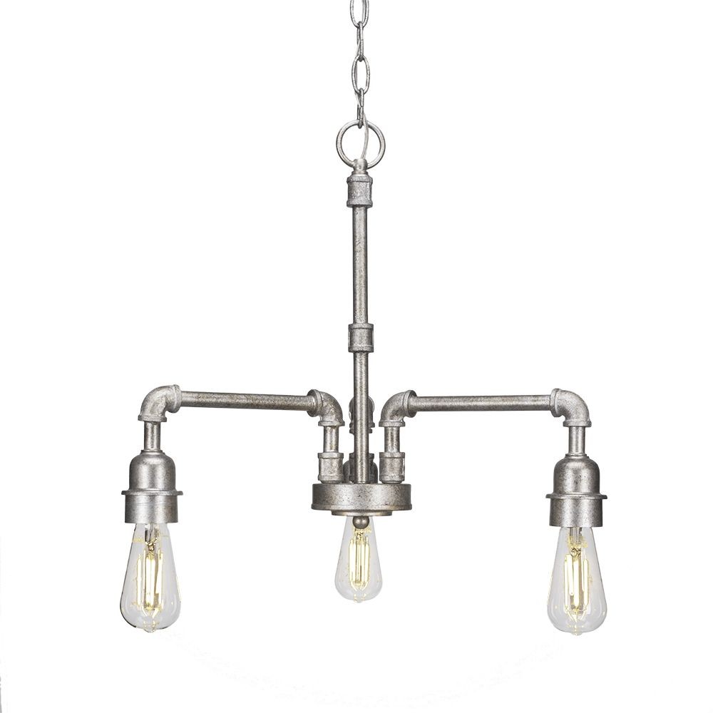 Toltec Lighting-283-AS-LED18C-Vintage - 15W 3 LED Chandelier-18 Inches Tall and 17.5 Inches Wide   Aged Silver Finish