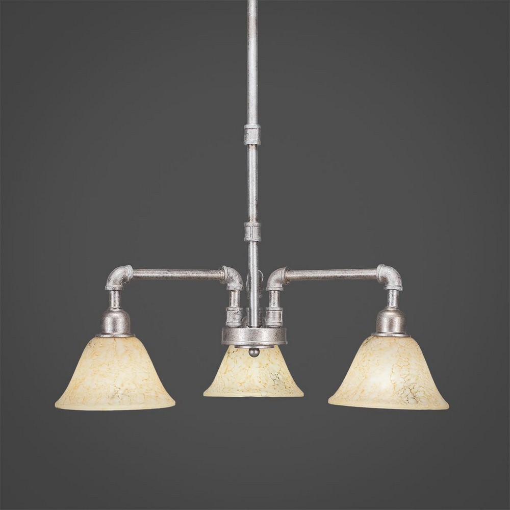 Toltec Lighting-283-AS-508-Vintage - 3 Light Chandelier-18.75 Inches Tall and 20 Inches Wide Aged Silver Italian Marble Vintage - 3 Light Chandelier-18.75 Inches Tall and 20 Inches Wide