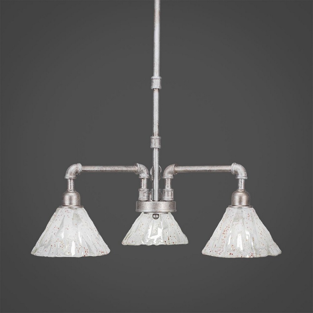 Toltec Lighting-283-AS-7195-Vintage - 3 Light Chandelier-18.75 Inches Tall and 20 Inches Wide Aged Silver Italian Ice Vintage - 3 Light Chandelier-18.75 Inches Tall and 20 Inches Wide