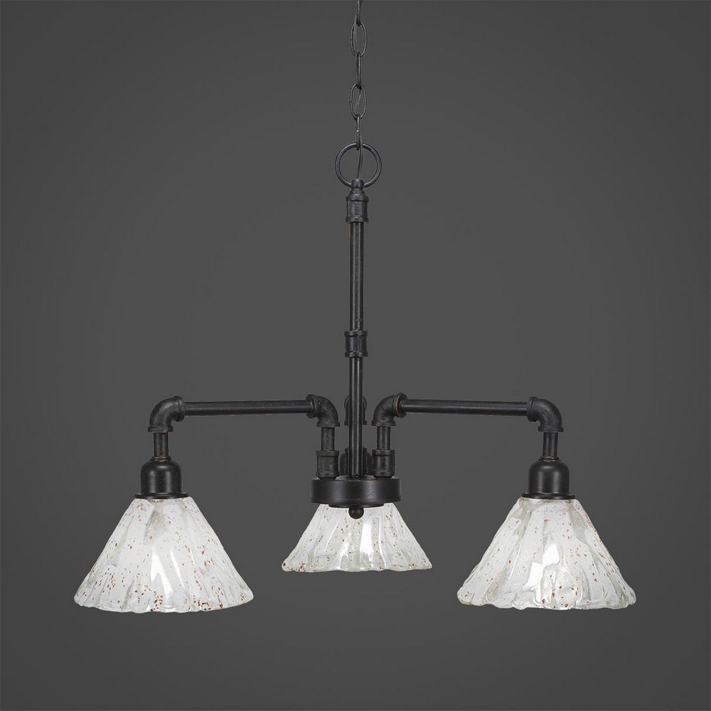 Toltec Lighting-283-DG-7195-Vintage - 3 Light Chandelier-18.75 Inches Tall and 20 Inches Wide Dark Granite Italian Ice Vintage - 3 Light Chandelier-18.75 Inches Tall and 20 Inches Wide