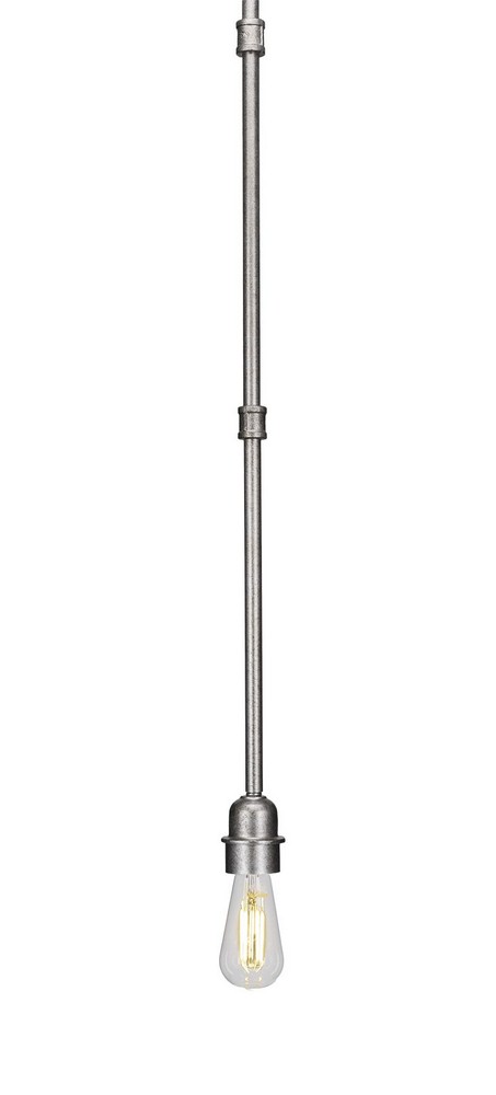 Toltec Lighting-284-AS-LED18C-Vintage - 5W 1 LED Stem Mini Pendant With Hang Straight Swivel-7.25 Inches Tall and 2.25 Inches Wide Aged Silver 2700 Dark Granite Finish with Antique Bulb Glass