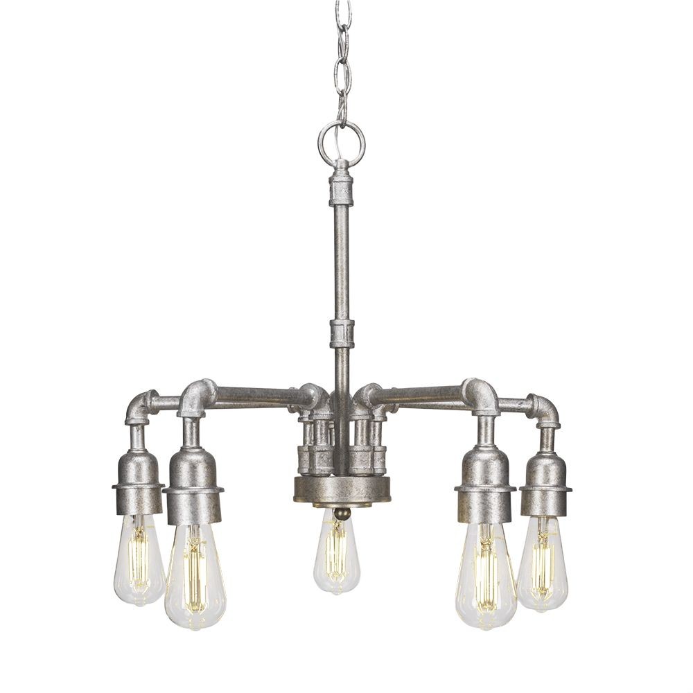 Toltec Lighting-285-AS-LED18C-Vintage - 25W 5 LED Chandelier-18 Inches Tall and 20.5 Inches Wide   Aged Silver Finish