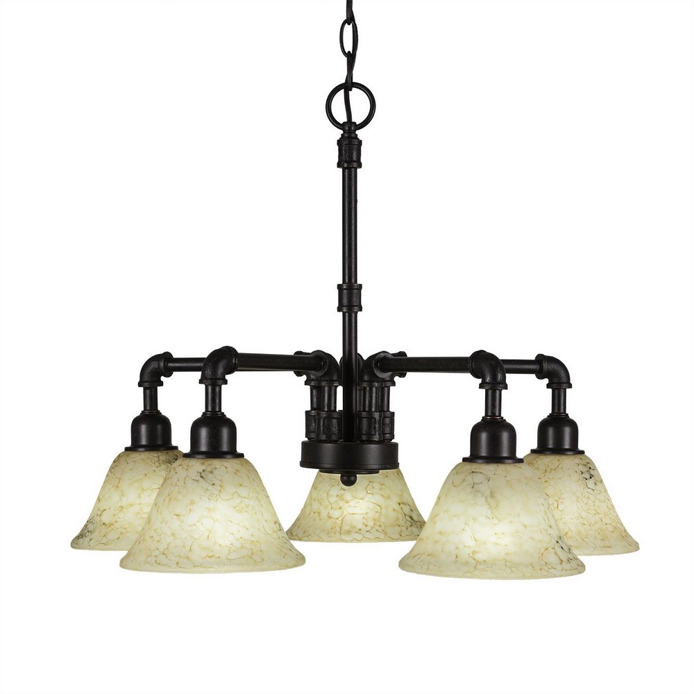 Toltec Lighting-285-DG-508-Vintage - 5 Light Chandelier-18.75 Inches Tall and 23.5 Inches Wide Dark Granite Italian Marble Vintage - 5 Light Chandelier-18.75 Inches Tall and 23.5 Inches Wide