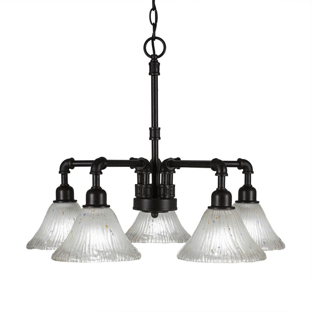 Toltec Lighting-285-DG-751-Vintage - 5 Light Chandelier-18.75 Inches Tall and 23.5 Inches Wide Dark Granite Frosted Crystal Vintage - 5 Light Chandelier-18.75 Inches Tall and 23.5 Inches Wide