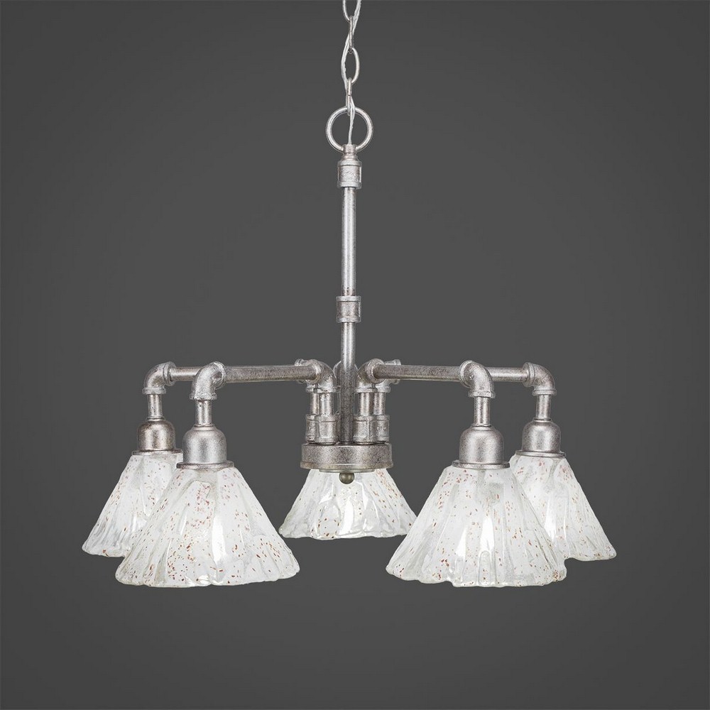 Toltec Lighting-285-AS-7195-Vintage - 5 Light Chandelier-18.75 Inches Tall and 22.75 Inches Wide Aged Silver Italian Ice Dark Granite Finish