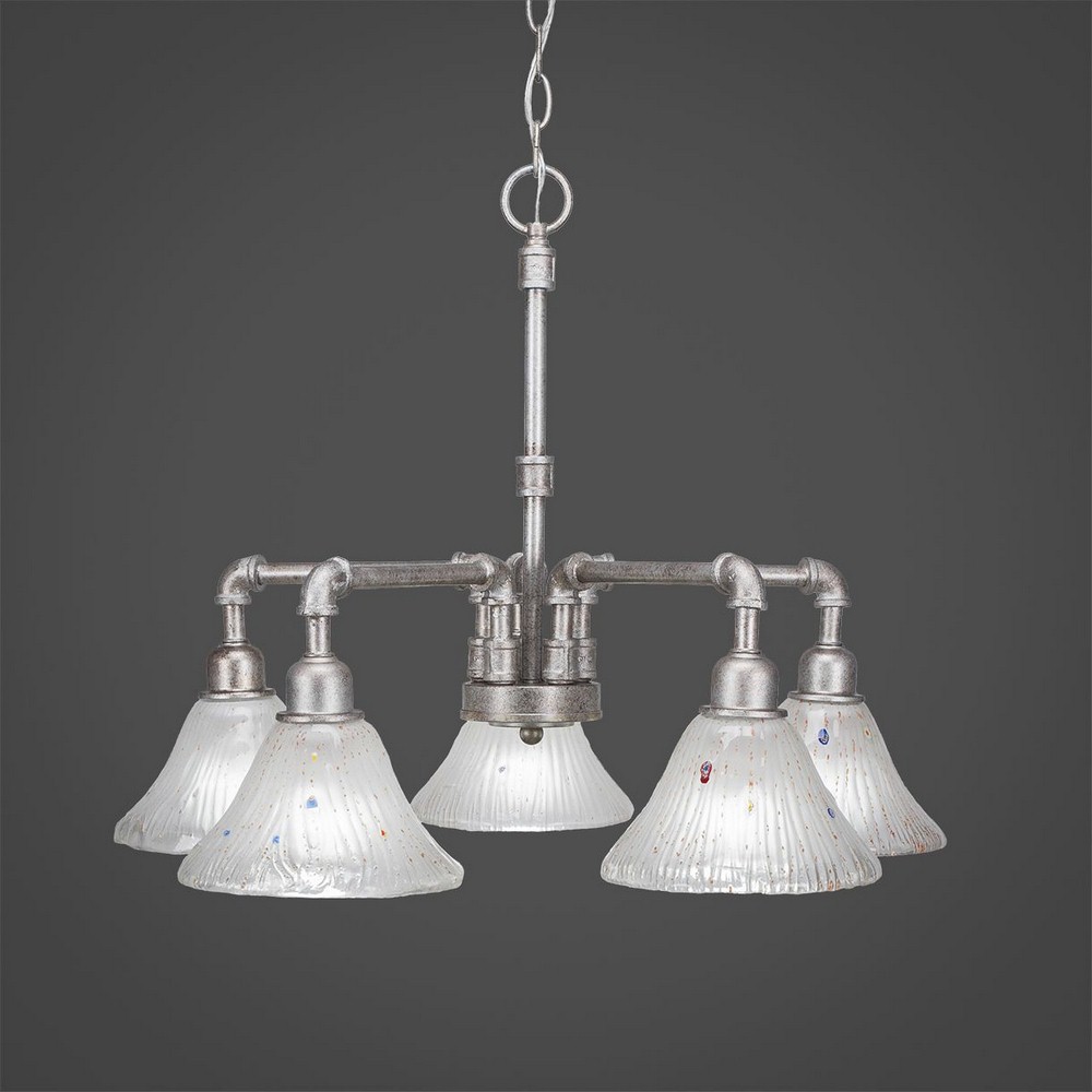 Toltec Lighting-285-AS-751-Vintage - 5 Light Chandelier-18.75 Inches Tall and 22.75 Inches Wide Aged Silver Frosted Crystal Dark Granite Finish