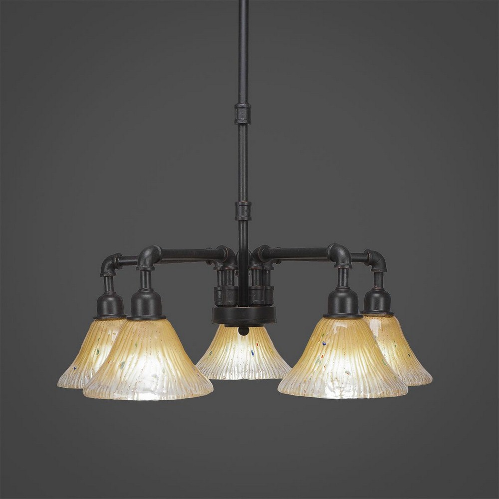 Toltec Lighting-285-DG-750-Vintage - 5 Light Chandelier-18.75 Inches Tall and 22.75 Inches Wide Dark Granite Amber Crystal Dark Granite Finish