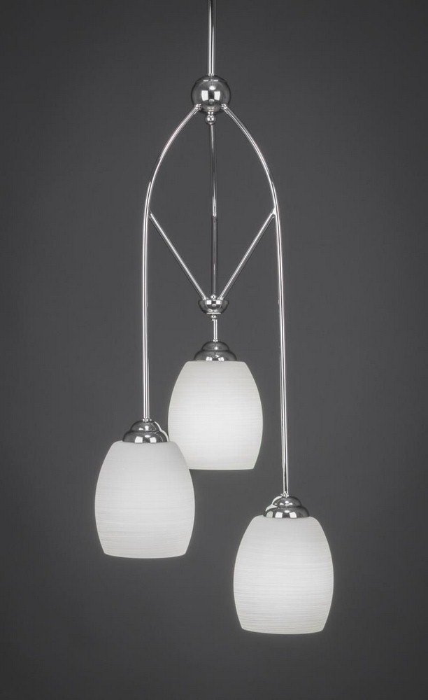 Toltec Lighting-29-CH-615-Contempo - 3 Light Cluster Pendalier-29.75 Inches Tall and 12 Inches Wide Chrome White Linen Contempo - 3 Light Cluster Pendalier-29.75 Inches Tall and 12 Inches Wide