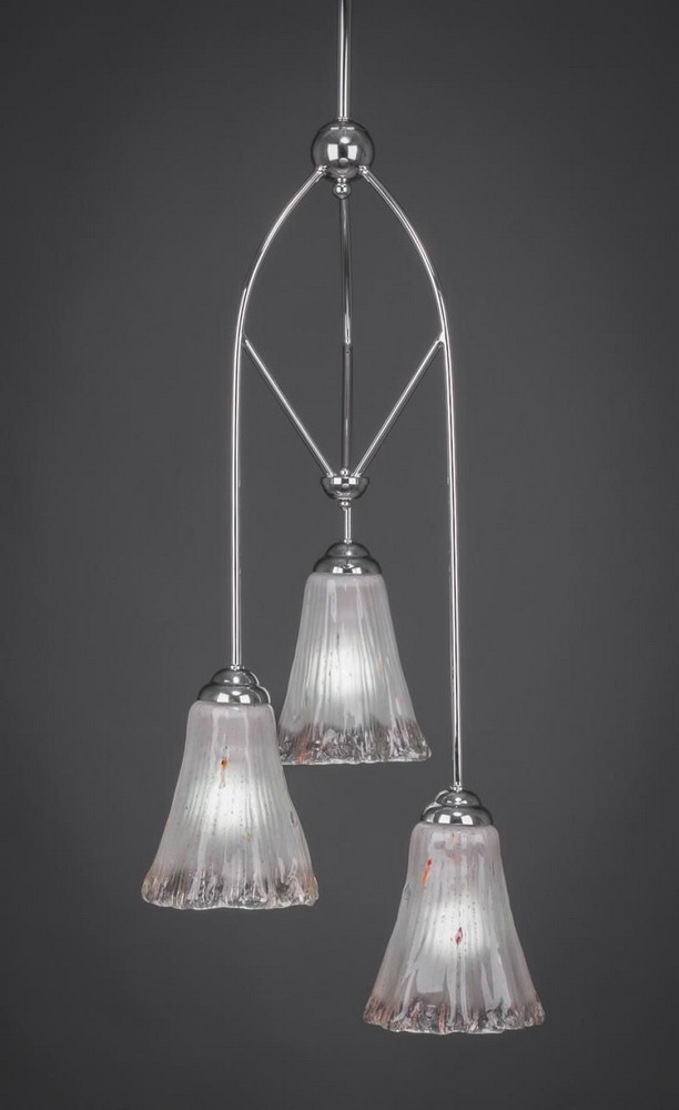 Toltec Lighting-29-CH-721-Contempo - 3 Light Cluster Pendalier-31 Inches Tall and 12.5 Inches Wide Chrome Frosted Crystal Contempo - 3 Light Cluster Pendalier-31 Inches Tall and 12.5 Inches Wide