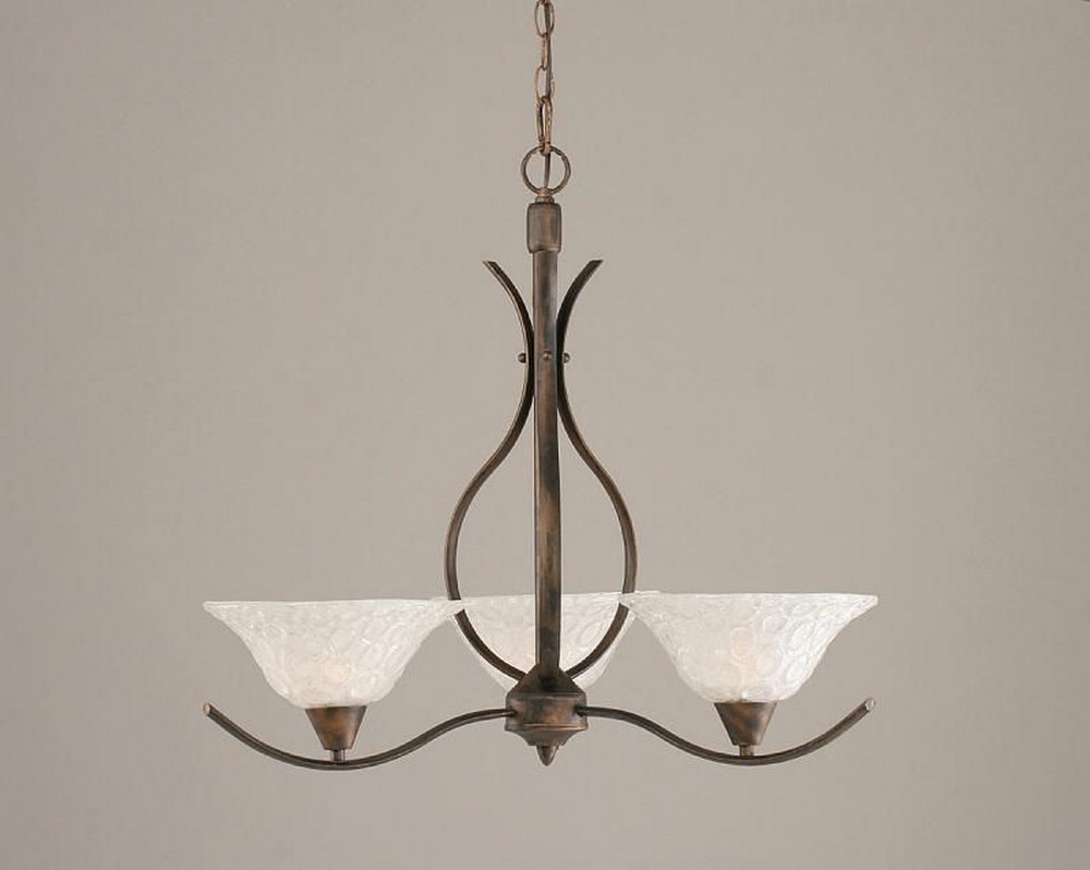 Toltec Lighting-293-BRZ-431-Swoop - 3 Light Chandelier-24 Inches Tall and 24.75 Inches Wide   Bronze Finish with Italian Bubble Glass