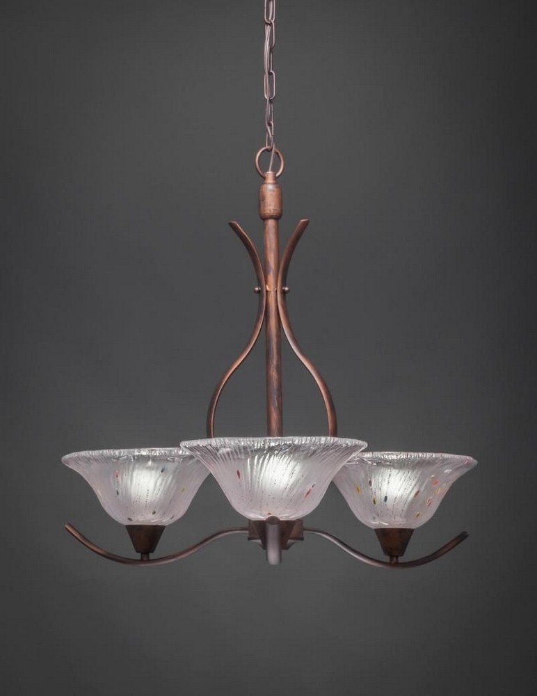 Toltec Lighting-293-BRZ-731-Swoop - 3 Light Chandelier-25 Inches Tall and 23.25 Inches Wide Bronze Frosted Crystal Bronze Finish with Raspberry Crystal Glass