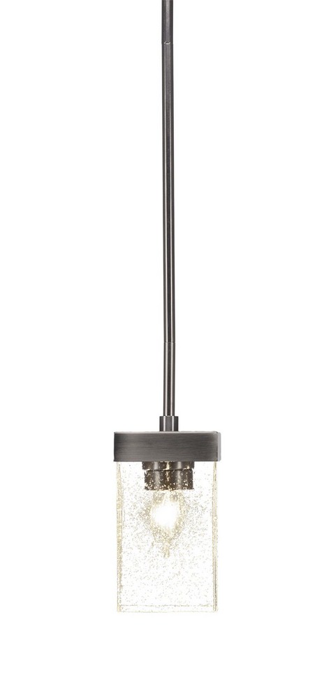 Toltec Lighting-3023-GP-530-Nouvelle - 1 Light Mini Pendant-8 Inches Tall and 4 Inches Wide Graphite Clear Bubble Espresso Finish with White Muslin Glass