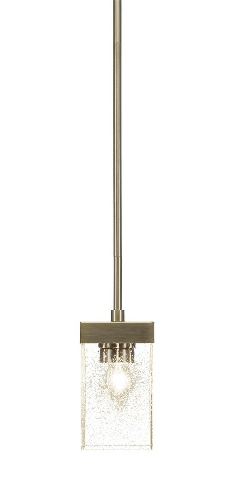 Toltec Lighting-3023-NAB-530-Nouvelle - 1 Light Mini Pendant-8 Inches Tall and 4 Inches Wide New Aged Brass Clear Bubble Espresso Finish with White Muslin Glass