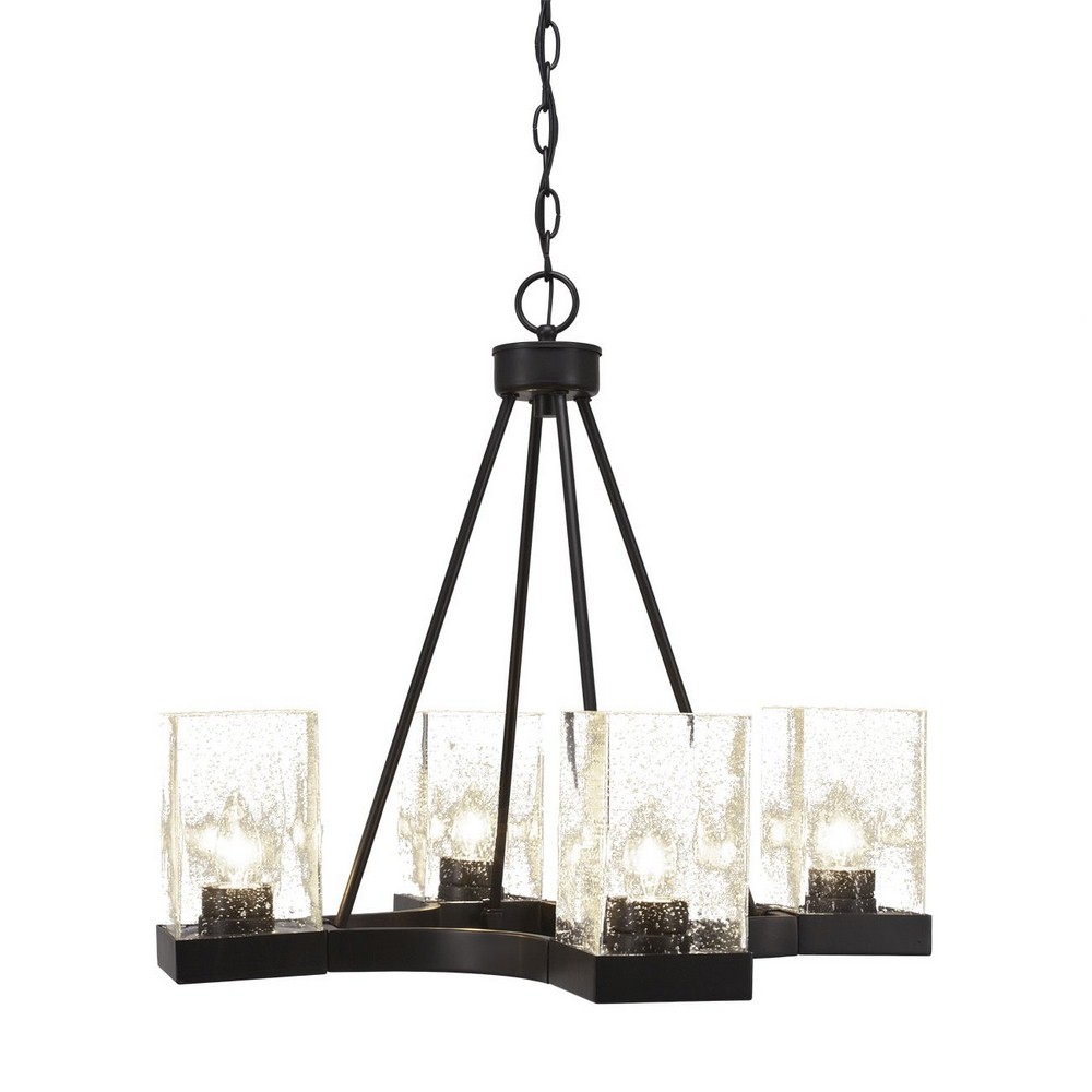 Toltec Lighting-3024-ES-530-Nouvelle - 4 Light Chandelier-20.25 Inches Tall and 22.5 Inches Wide Espresso Clear Bubble Espresso Finish with Clear Bubble Glass