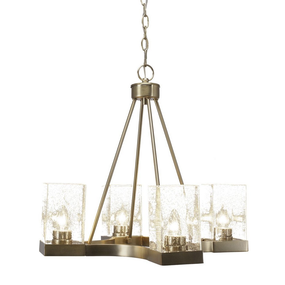 Toltec Lighting-3024-NAB-530-Nouvelle - 4 Light Chandelier-20.25 Inches Tall and 22.5 Inches Wide New Aged Brass Clear Bubble Espresso Finish with Clear Bubble Glass