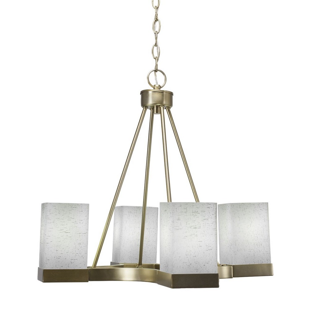 Toltec Lighting-3024-NAB-531-Nouvelle - 4 Light Chandelier-20.25 Inches Tall and 22.5 Inches Wide New Aged Brass White Muslin Espresso Finish with Clear Bubble Glass