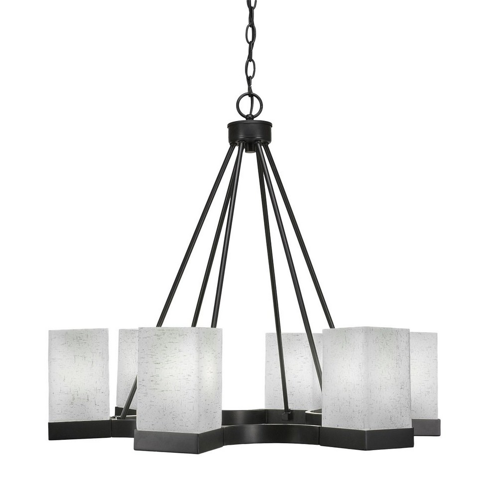 Toltec Lighting-3026-ES-531-Nouvelle - 6 Light Chandelier-24.25 Inches Tall and 26.75 Inches Wide Espresso White Muslin Espresso Finish with White Muslin Glass