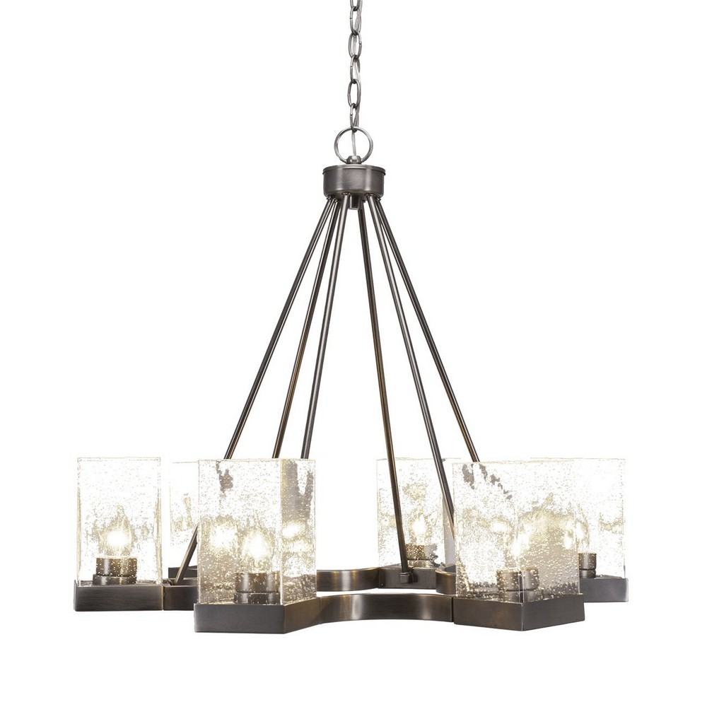 Toltec Lighting-3026-GP-530-Nouvelle - 6 Light Chandelier-24.25 Inches Tall and 26.75 Inches Wide Graphite Clear Bubble Espresso Finish with White Muslin Glass