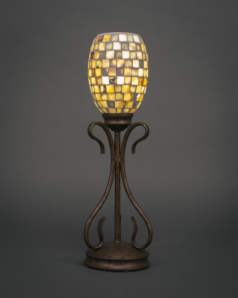 Toltec Lighting-31-BRZ-408-Swan - 1 Light Mini Table Lamp-18.25 Inches Tall and 5 Inches Wide Bronze Sea Haze Seashell Bronze Finish with Cayenne Linen Glass