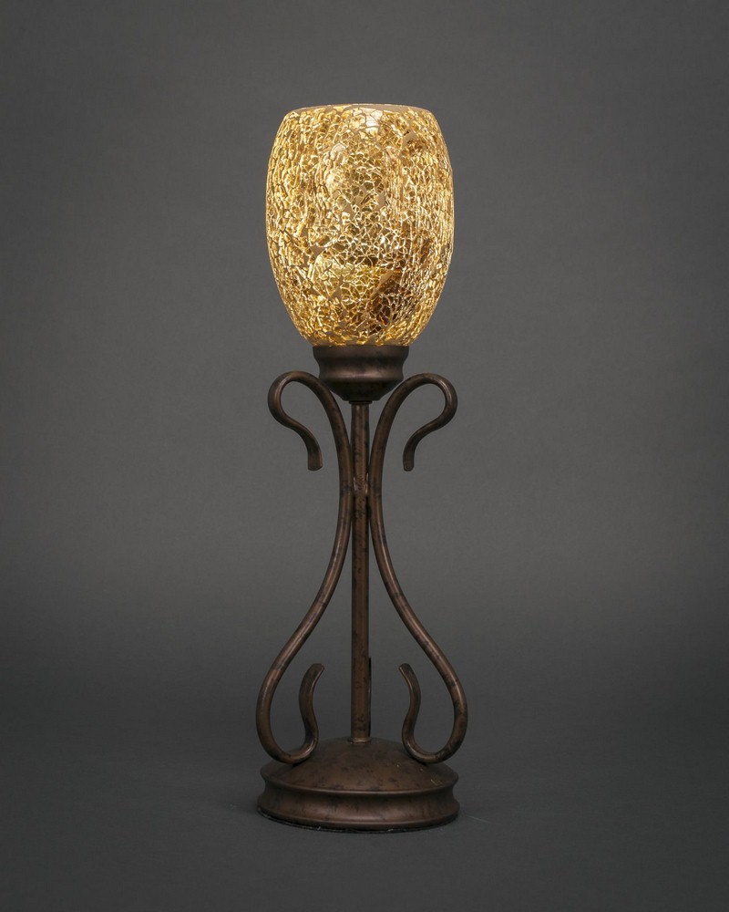 Toltec Lighting-31-BRZ-4175-Swan - 1 Light Mini Table Lamp-18.25 Inches Tall and 5 Inches Wide Bronze Gold Fusion Bronze Finish with Cayenne Linen Glass