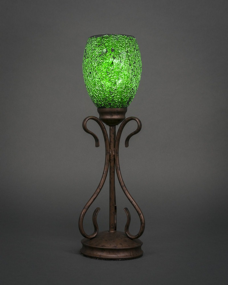 Toltec Lighting-31-BRZ-5057-Swan - 1 Light Mini Table Lamp-18.25 Inches Tall and 5 Inches Wide Bronze Green Fusion Bronze Finish with Cayenne Linen Glass