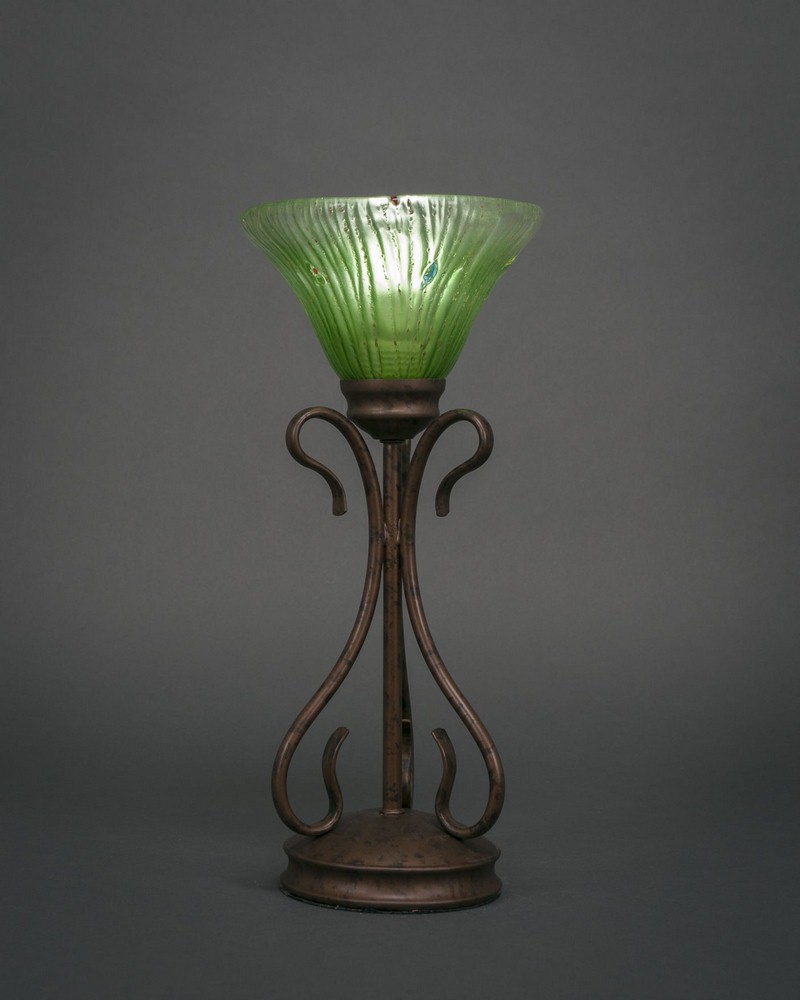 Toltec Lighting-31-BRZ-753-Swan - 1 Light Mini Table Lamp-16 Inches Tall and 7 Inches Wide Bronze Kiwi Green Crystal Bronze Finish with Kiwi Green Crystal Glass