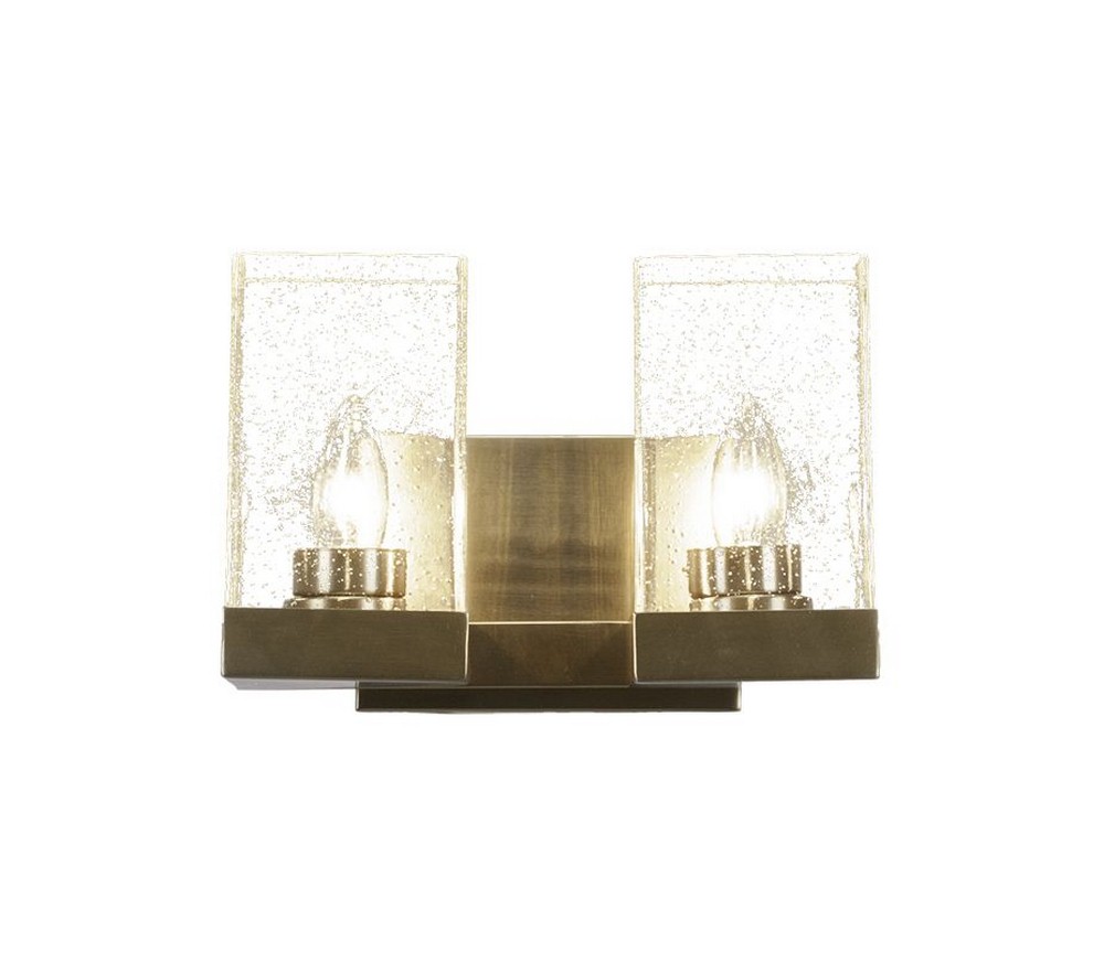 Toltec Lighting-3122-NAB-530-Nouvelle - 2 Light Bath Bar-7.5 Inches Tall and 11 Inches Wide New Aged Brass Clear Bubble Graphite Finish with White Muslin Glass