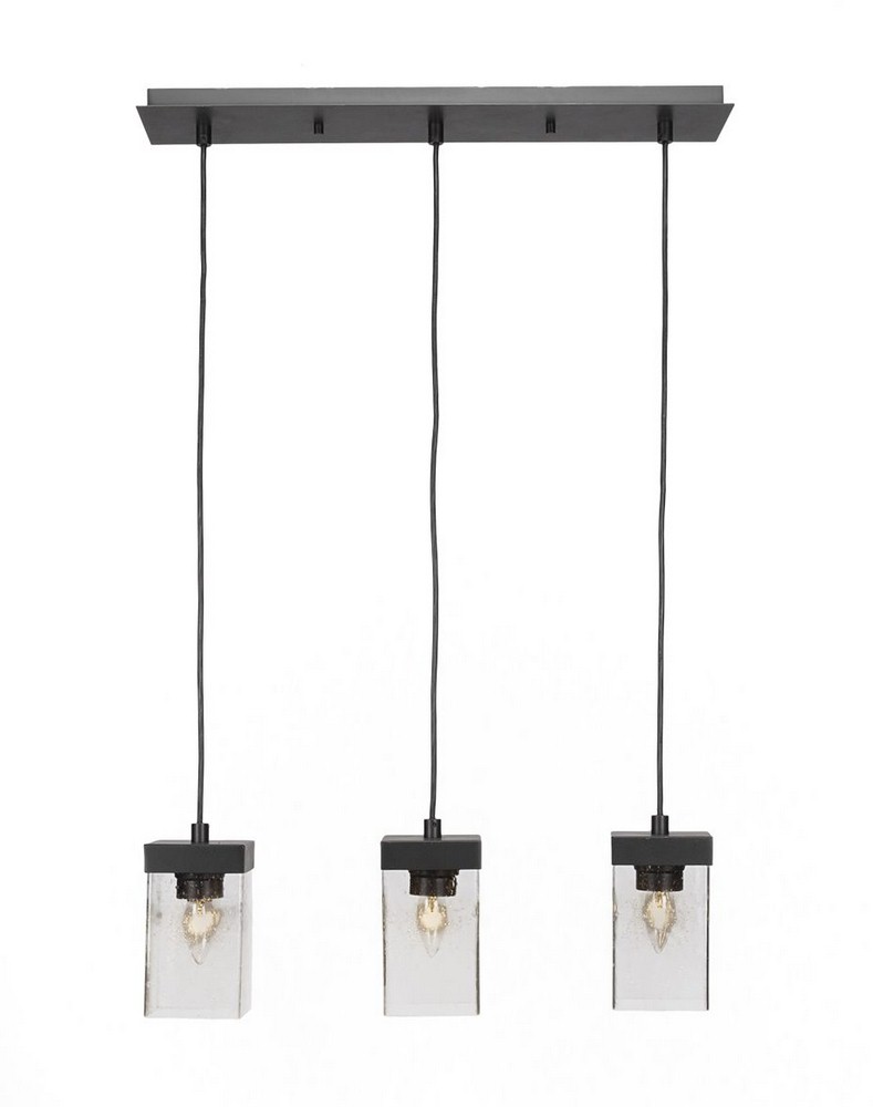 Toltec Lighting-3213-ES-530-Nouvelle - 3 Light Cluster Pendalier-8 Inches Tall and 4 Inches Wide Espresso Clear Bubble New Age Brass Finish with Clear Bubble Glass