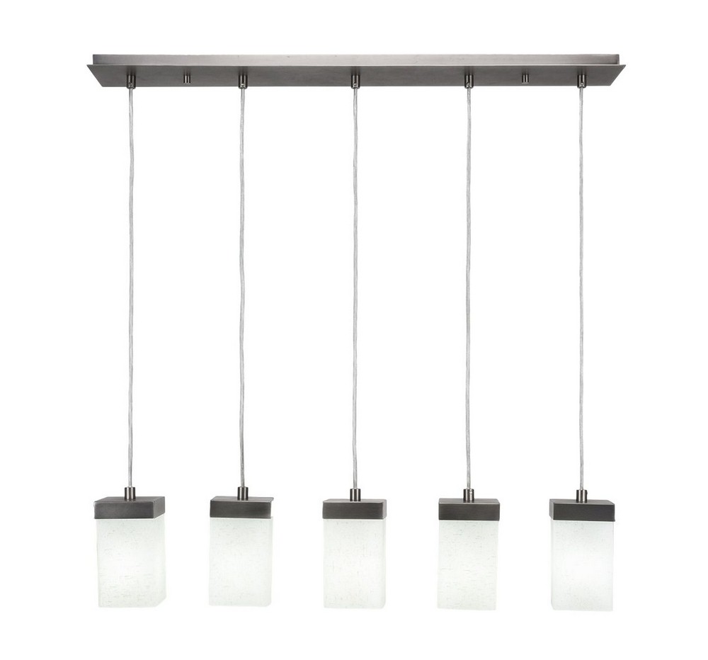 Toltec Lighting-3215-GP-531-Nouvelle - 5 Light Linear Pendalier-8 Inches Tall and 4 Inches Wide Graphite White Muslin Espresso Finish with Clear Bubble Glass