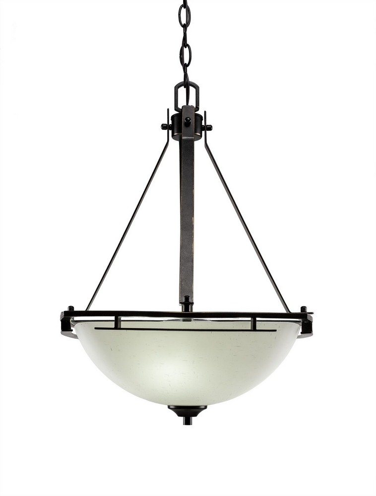 Toltec Lighting-322-DG-463-Uptowne - 3 Light Pendant-22.5 Inches Tall and 15.25 Inches Wide Aged Silver White Muslin Aged Silver Finish with Clear Bubble Glass