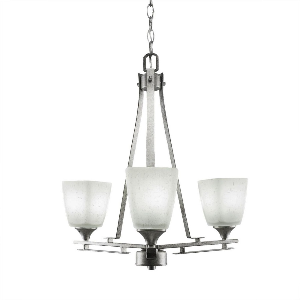 Toltec Lighting-323-AS-460-Uptowne - 3 Light Chandelier-21.75 Inches Tall and 17.25 Inches Wide Aged Silver White Muslin Aged Silver Finish with Clear Bubble Glass