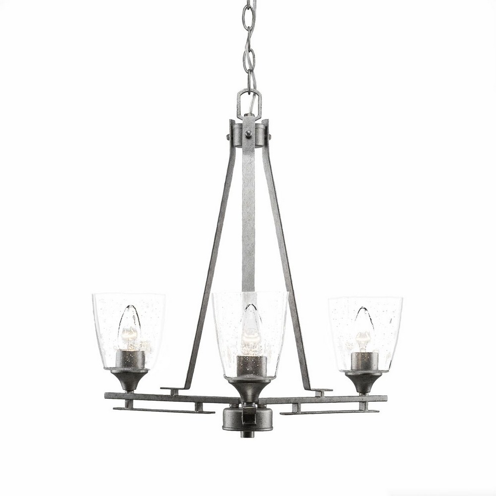 Toltec Lighting-323-AS-461-Uptowne - 3 Light Chandelier-21.75 Inches Tall and 17.25 Inches Wide Aged Silver Clear Bubble Aged Silver Finish with Clear Bubble Glass