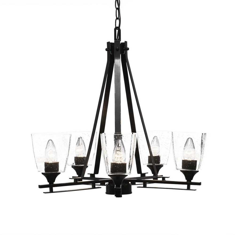 Toltec Lighting-325-DG-461-Uptowne - 5 Light Chandelier-23 Inches Tall and 20.5 Inches Wide Dark Granite Clear Bubble Dark Granite Finish with Clear Bubble Glass