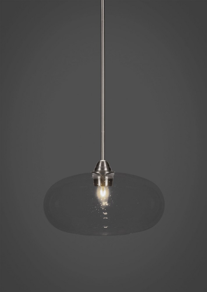 Toltec Lighting-3401-BN-206-Paramount - 1 Light Pendant-11 Inches Tall and 13 Inches Wide Brushed Nickel Clear Bubble Paramount - 1 Light Pendant-11 Inches Tall and 13 Inches Wide